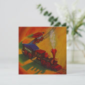 おもちゃの汽車の線路　〜誕生日パーティーの招待状 招待状 (スタンド正面)