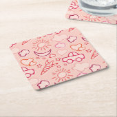 おもちゃの背景 スクエアペーパーコースター (アングル)