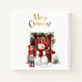 おもちゃの英国兵 くまのぬいぐるみ帽子と雪だるま ノートブック (裏面)