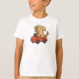 おもちゃの車に乗った犬 Tシャツ