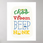 おもちゃの輸送車、列車、バス、赤ちゃんの保育園、アート ポスター (正面)