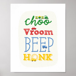 おもちゃの輸送車、列車、バス、赤ちゃんの保育園、アート ポスター