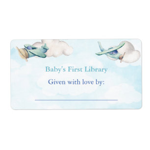 おもちゃの飛行機雲空の旅行アドベンチャーベビーシャワー ラベル