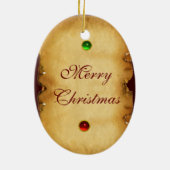 おもちゃの馬にトップハットを被せた小さな子供 セラミックオーナメント (裏面)