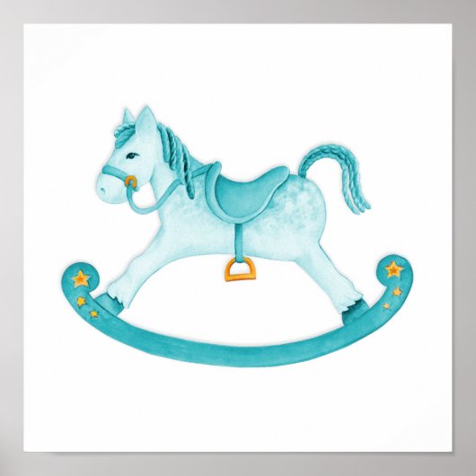 おもちゃの馬の水彩アート 子供部屋のポスター ポスター (正面)
