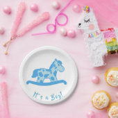 おもちゃの馬の男の子ベビーシャワー　男の子です ペーパープレート (パーティー)