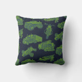 おもちゃの 青と緑の 動く乗り物 車 少年 クッション (裏面)