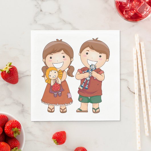 おもちゃを持った子ども スタンダードランチョンナプキン