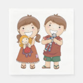 おもちゃを持った子ども スタンダードランチョンナプキン (正面)