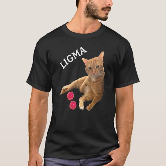 おもちゃを持ったLigmaジョーク猫 Tシャツ (正面)
