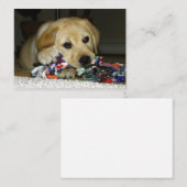 おもちゃを持つLRの黄色のラブラドール子犬 ノートカード (正面/裏面)