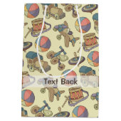 おもちゃアイコンの背景 ミディアムペーパーバッグ (裏面)