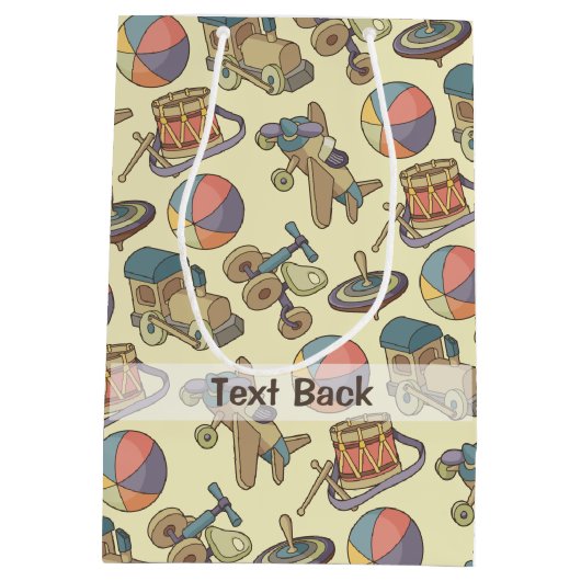 おもちゃアイコンの背景 ミディアムペーパーバッグ (裏面)