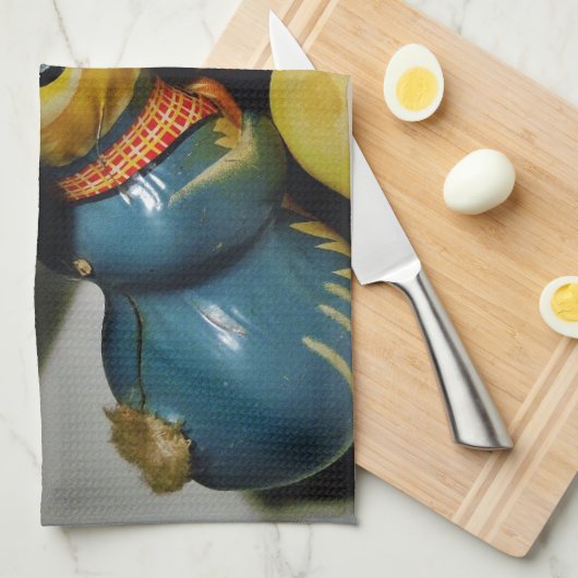 おもちゃウサギと牛卵 キッチンタオル (四つ折り)