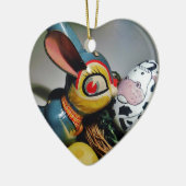 おもちゃウサギと牛卵 セラミックオーナメント (左)