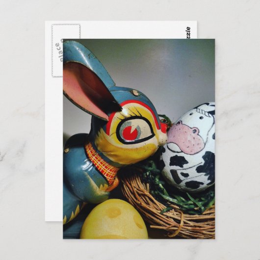 おもちゃウサギと牛卵 ポストカード (正面/裏面)