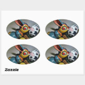 おもちゃウサギと牛卵 楕円形シール (シート)