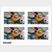 おもちゃウサギと牛卵 長方形シール (シート)