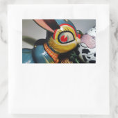 おもちゃウサギと牛卵 長方形シール (バッグ)