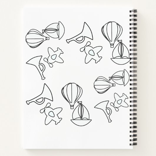 おもちゃコレクションの個人用設定キッズホワイト ノートブック (裏面)