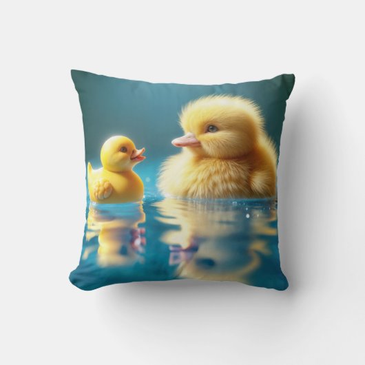 おもちゃゴム鴨の黄色いアヒル クッション (正面)