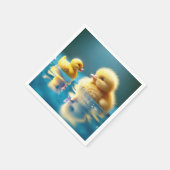 おもちゃゴム鴨の黄色いアヒル スタンダードカクテルナプキン (角)