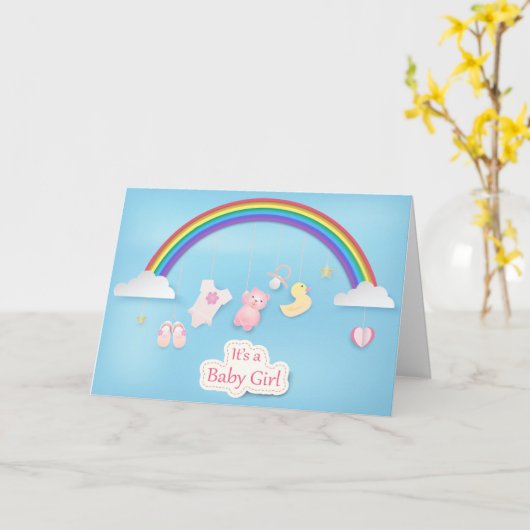 おもちゃシャワーガールカード付き虹 カード (黄色い花)