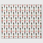 おもちゃソルジャーホリーウォーターカラーレッドクリスマスホリデー ラッピングペーパー (フラット)