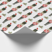 おもちゃソルジャーホリーウォーターカラーレッドクリスマスホリデー ラッピングペーパー (角)