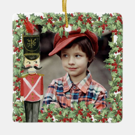 おもちゃソルジャーホリークリスマスホリデーキッド写真名 セラミックオーナメント (正面)