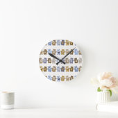 おもちゃテディベアの模様 ラウンド壁時計 (ホーム)