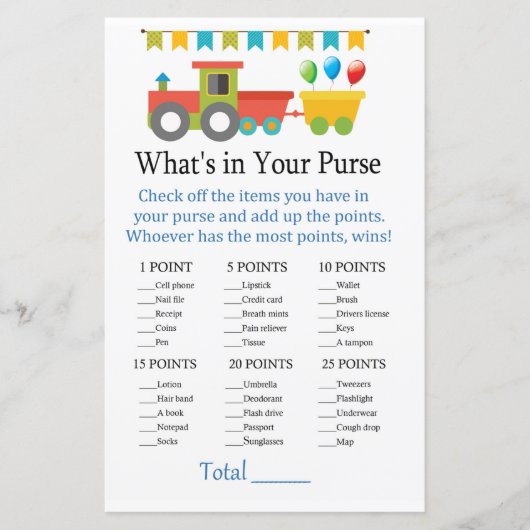 おもちゃトレインバッグのゲームの中身 (正面)