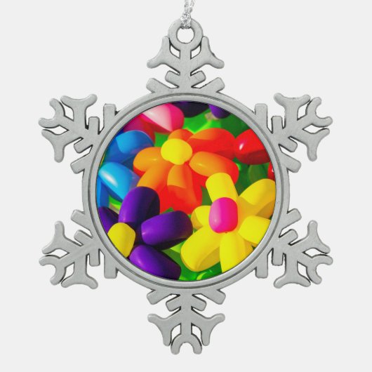 おもちゃバルーン花 スノーフレークピューターオーナメント (正面)