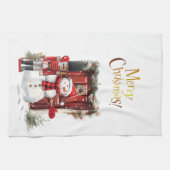 おもちゃブリティッシュ兵士のベアスキン帽子と雪だるま キッチンタオル (横)