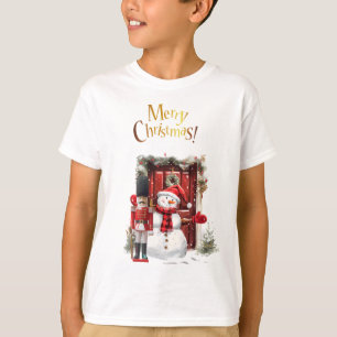 おもちゃブリティッシュ兵士のベアスキン帽子と雪だるま Tシャツ