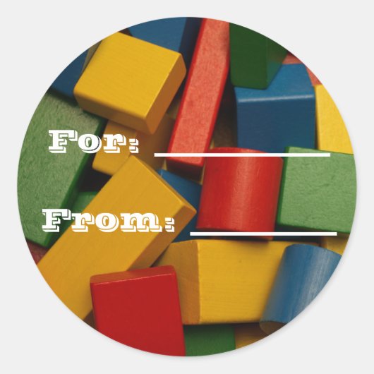 おもちゃブロックギフトラベル ラウンドシール (正面)