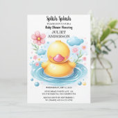 おもちゃプールの泡バッシュ ツインラバーダック ベビーシャワー 招待状 (スタンド正面)