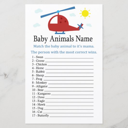 おもちゃヘリコプター赤ちゃん動物の名前ゲーム (正面)