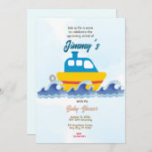 おもちゃボート赤ちゃんシャワー 招待状 (正面/裏面)