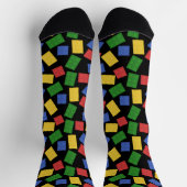 おもちゃレンガプリント赤、黄、緑、青、黒 ソックス (上部)
