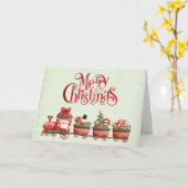 おもちゃ付きかわいいヴィンテージクリスマストレインクリスマス カード (黄色い花)