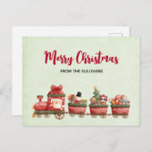 おもちゃ付きかわいいヴィンテージクリスマストレインクリスマス シーズンポストカード (正面/裏面)