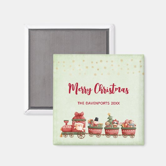 おもちゃ付きかわいいヴィンテージクリスマストレインクリスマス マグネット (正面/裏面)