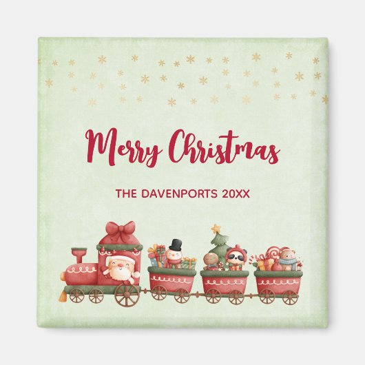 おもちゃ付きかわいいヴィンテージクリスマストレインクリスマス マグネット (正面)