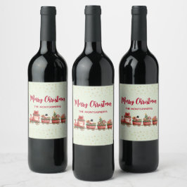 おもちゃ付きかわいいヴィンテージクリスマストレインクリスマス ワインラベル