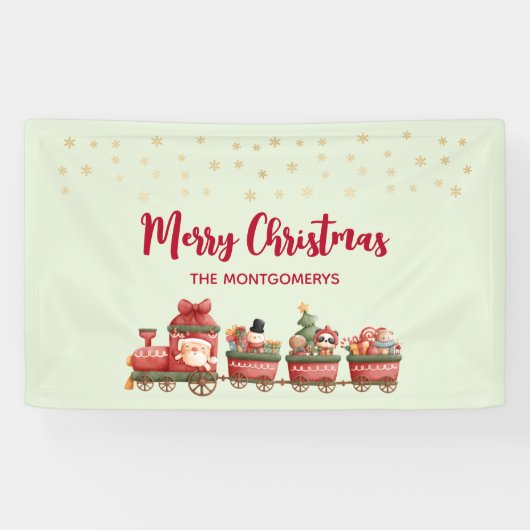 おもちゃ付きかわいいヴィンテージクリスマストレインクリスマス 横断幕 (横)