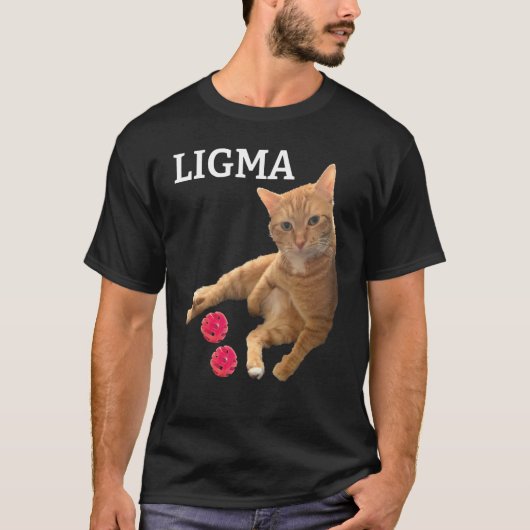 おもちゃ付きのかわいい猫リグマジョーク Tシャツ (正面)