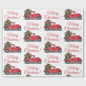 おもちゃ付きメリークリスマスレッドヴィンテージトラック ラッピングペーパー (フラット)