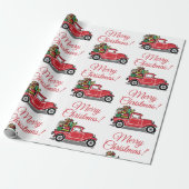 おもちゃ付きメリークリスマスレッドヴィンテージトラック ラッピングペーパー (アンロールド)