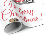 おもちゃ付きメリークリスマスレッドヴィンテージトラック ラッピングペーパー (ロールコーナー)